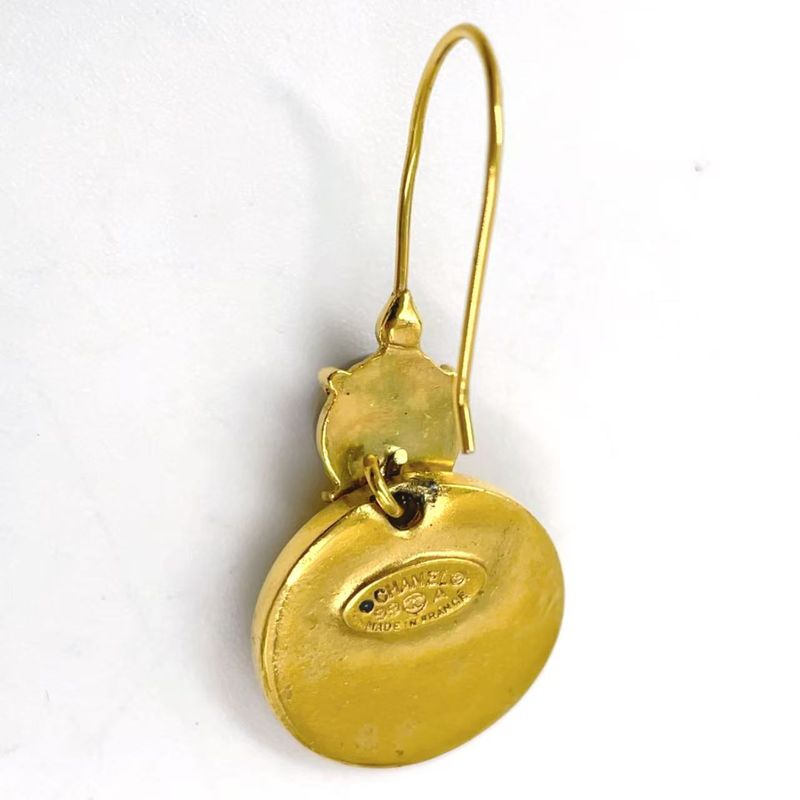 Chanel Round Wing GP Gold Earrings