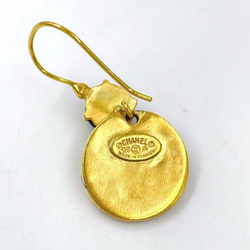 Chanel Round Wing GP Gold Earrings