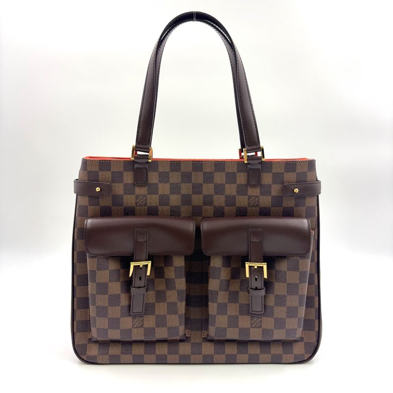Louis Vuitton Uzès Damier Ebene Damier Ebene Leather × PVC Brown Tote Bag Gold