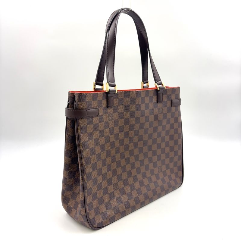 Louis Vuitton Uzès Damier Ebene Damier Ebene Leather × PVC Brown Tote Bag Gold