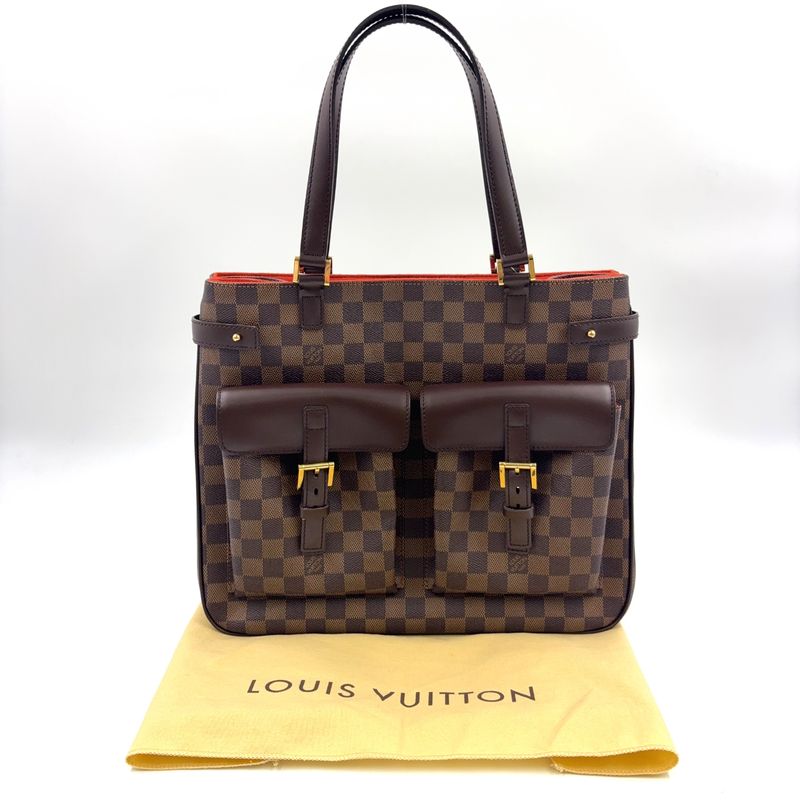 Louis Vuitton Uzès Damier Ebene Damier Ebene Leather × PVC Brown Tote Bag Gold
