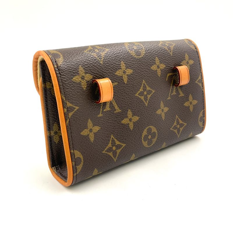 Louis Vuitton Pochette Twin PM Monogram Leather × PVC Brown Shoulder Bag Gold