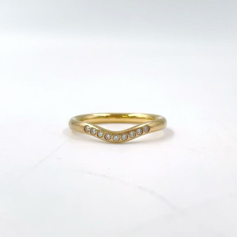 Tiffany & Co Elsa Peretti Curved Band Diamond And Au750 Yellow Gold Ring