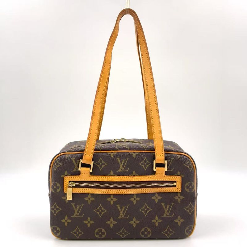 Louis Vuitton Cité MM Monogram Leather × PVC Brown Shoulder Bag Gold M51182