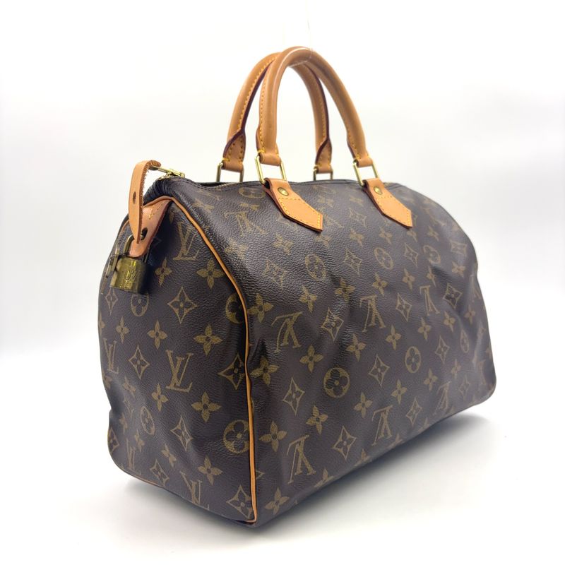 Louis Vuitton Speedy 30 Monogram Leather X PVC Brown Handbag Gold M41526