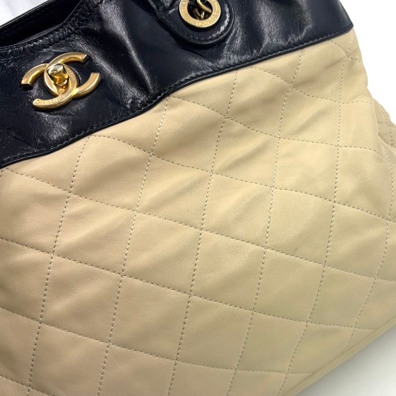 Chanel Matelasse In The Mix Chain 16th 2way Tote Bag Calf Black And Beige