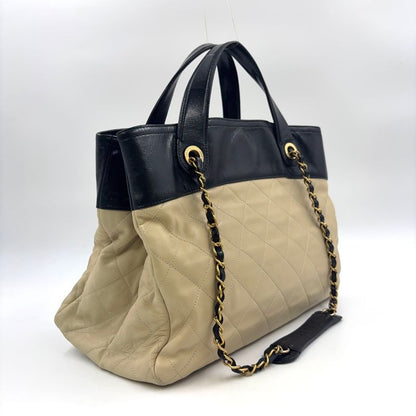 Chanel Matelasse In The Mix Chain 16th 2way Tote Bag Calf Black And Beige