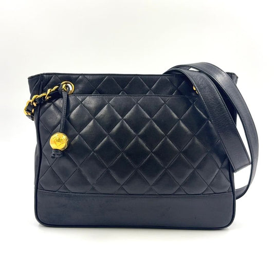 Chanel Matelasse Chain Serial Number Unclear Tote Leather Black Shoulder Bag