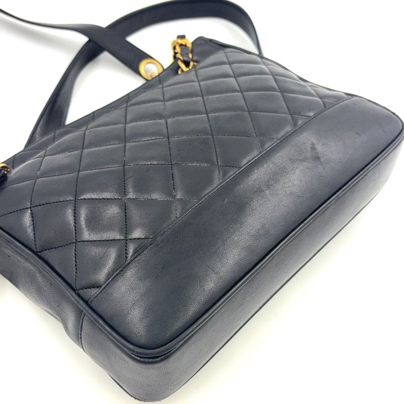 Chanel Matelasse Chain Serial Number Unclear Tote Leather Black Shoulder Bag