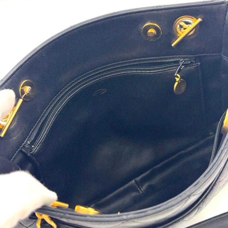 Chanel Matelasse Chain Serial Number Unclear Tote Leather Black Shoulder Bag
