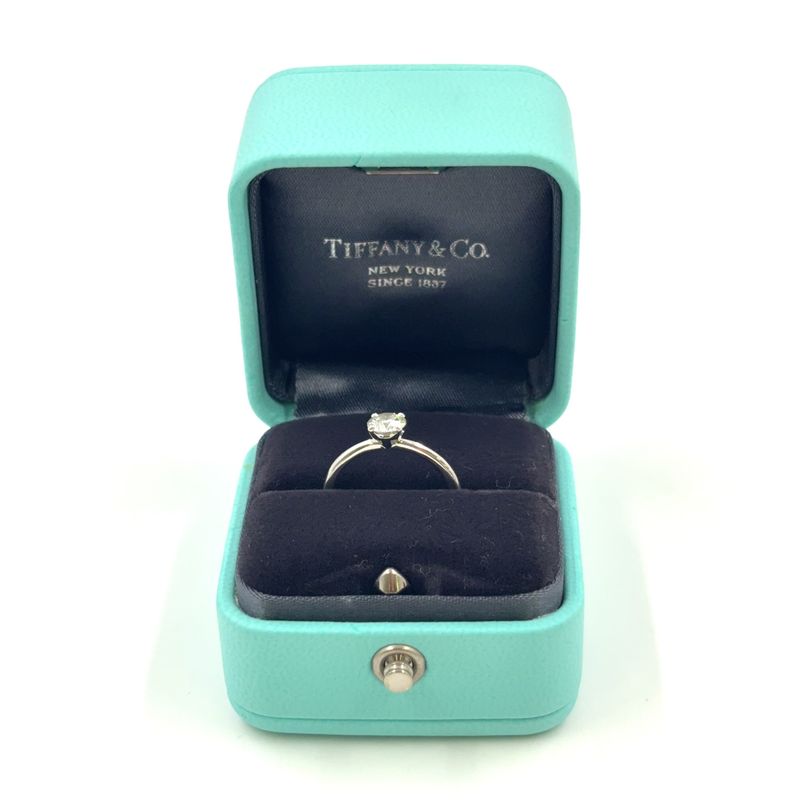 Tiffany & Co Platinum Solitaire Pt950 And Diamond Silver Ring Silver