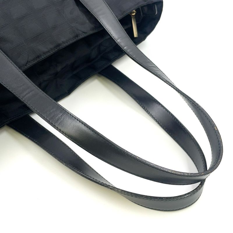 Chanel New Travel Line GM Serial No 9 Leather × Nylon Canvas Dark Brown × Black