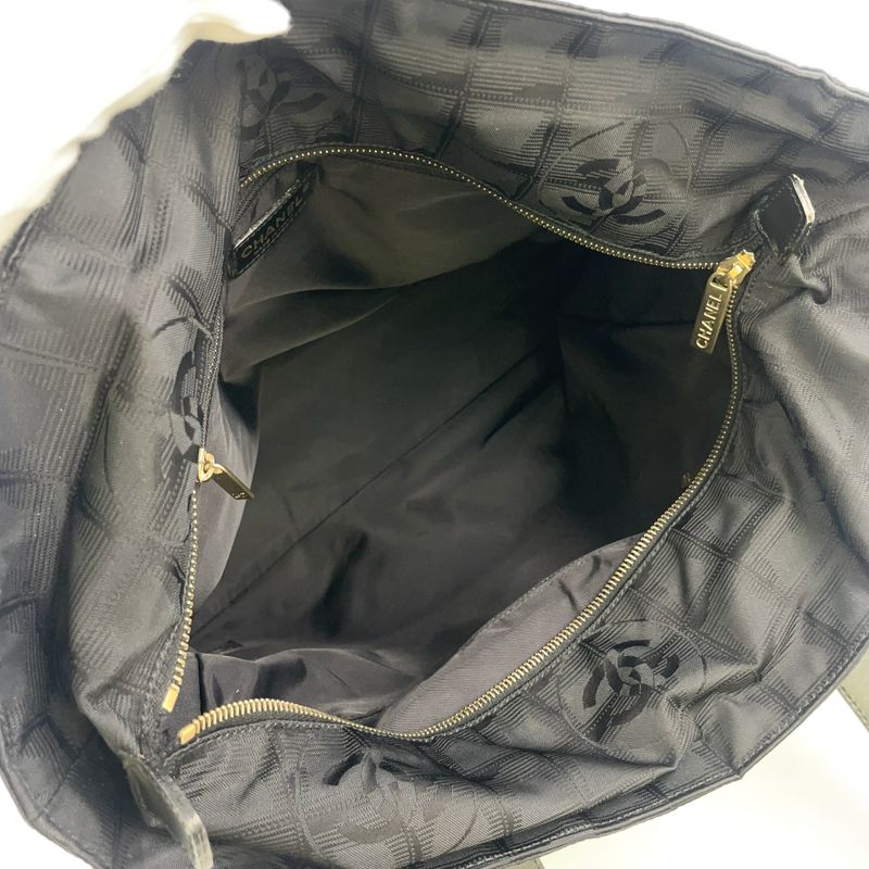 Chanel New Travel Line GM Serial No 9 Leather × Nylon Canvas Dark Brown × Black