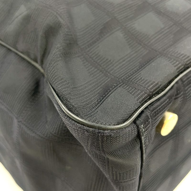 Chanel New Travel Line GM Serial No 9 Leather × Nylon Canvas Dark Brown × Black