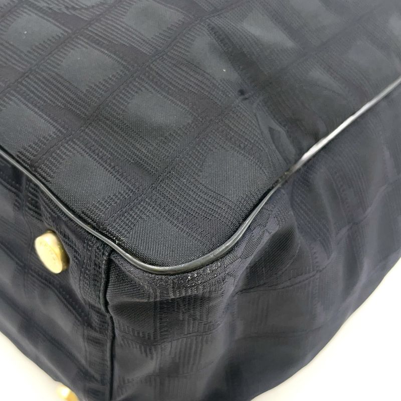 Chanel New Travel Line GM Serial No 9 Leather × Nylon Canvas Dark Brown × Black