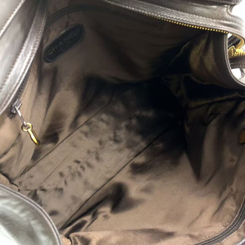 Chanel Coco Mark Chain Shoulder Serial No 3 Leather Brown Tote Bag Gold