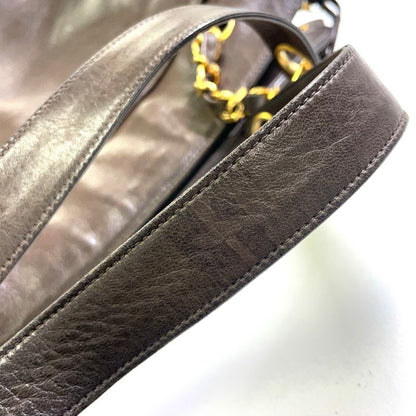 Chanel Coco Mark Chain Shoulder Serial No 3 Leather Brown Tote Bag Gold