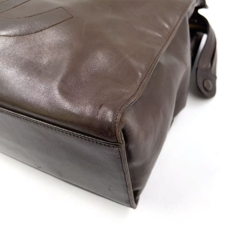 Chanel Coco Mark Chain Shoulder Serial No 3 Leather Brown Tote Bag Gold