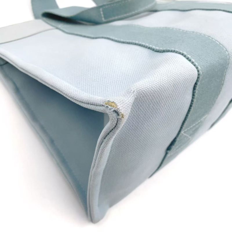 Hermes Coquillage PM Tote Canvas Light Blue Handbag Silver