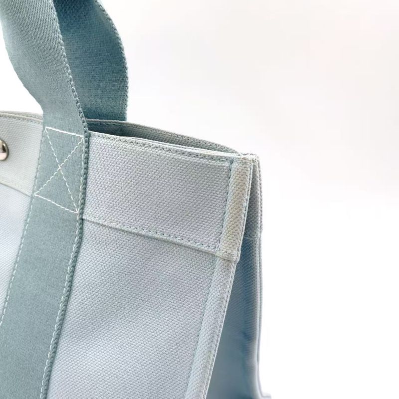 Hermes Coquillage PM Tote Canvas Light Blue Handbag Silver