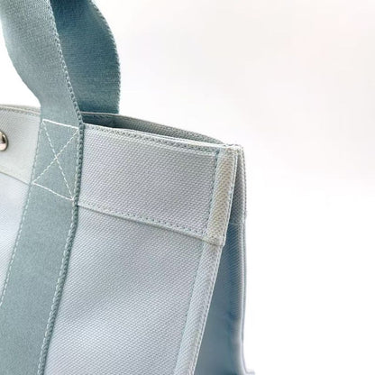 Hermes Coquillage PM Tote Canvas Light Blue Handbag Silver