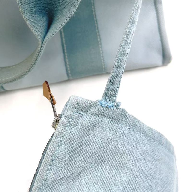 Hermes Coquillage PM Tote Canvas Light Blue Handbag Silver