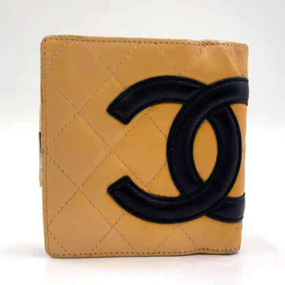 Chanel Coco Cambon Bifold Wallet 9 Series Leather Black And Beige Wallet