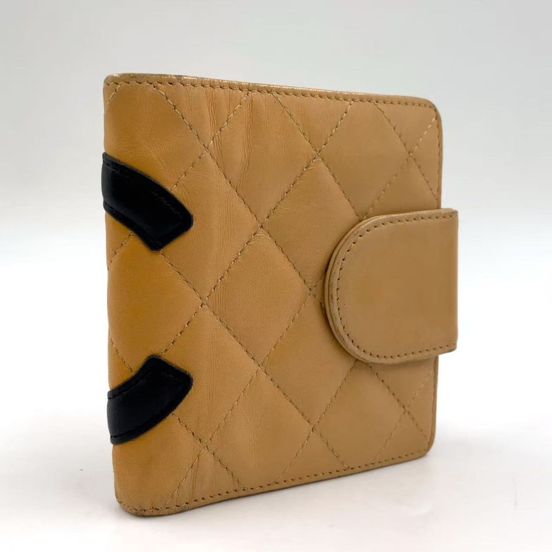Chanel Coco Cambon Bifold Wallet 9 Series Leather Black And Beige Wallet