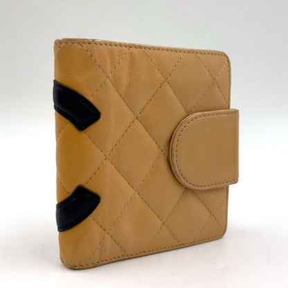 Chanel Coco Cambon Bifold Wallet 9 Series Leather Black And Beige Wallet