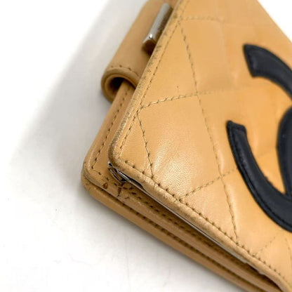 Chanel Coco Cambon Bifold Wallet 9 Series Leather Black And Beige Wallet