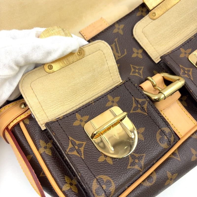 Louis Vuitton Hudson PM Monogram Leather × PVC Brown Shoulder Bag Gold M40027