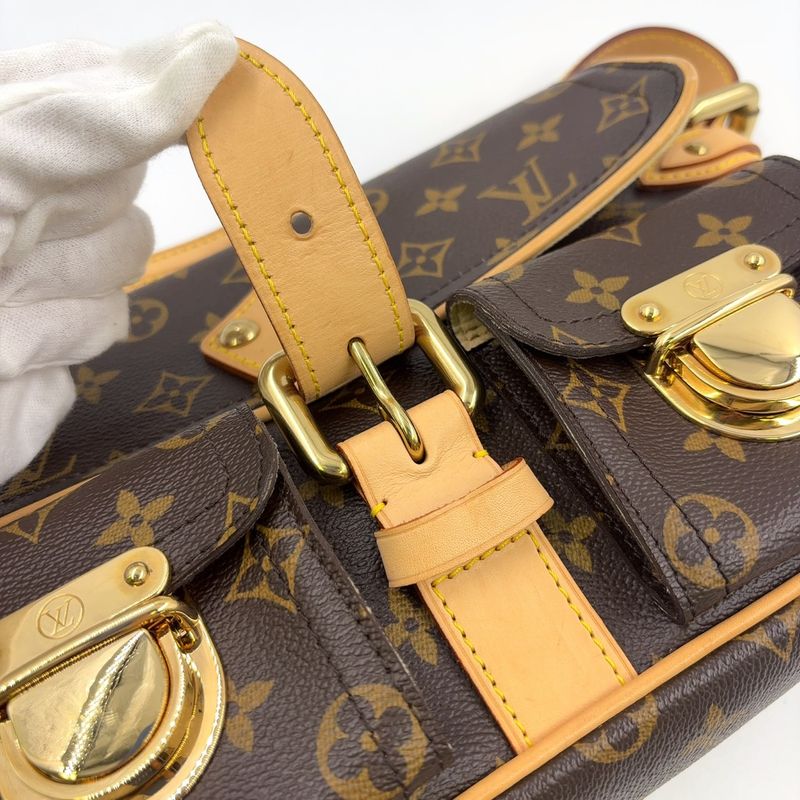 Louis Vuitton Hudson PM Monogram Leather × PVC Brown Shoulder Bag Gold M40027