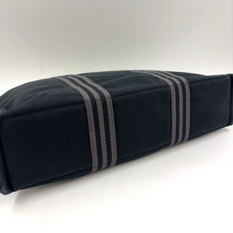 Hermes Fourre Tout MM Cotton Gray And Black Tote Bag Silver