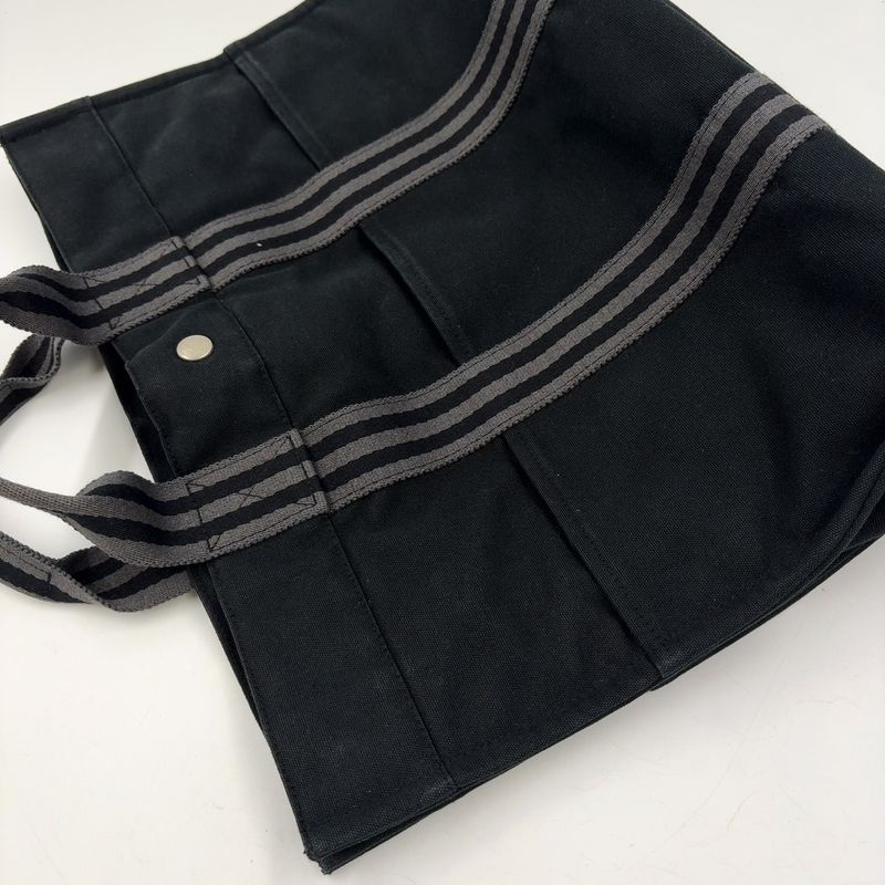 Hermes Fourre Tout MM Cotton Gray And Black Tote Bag Silver