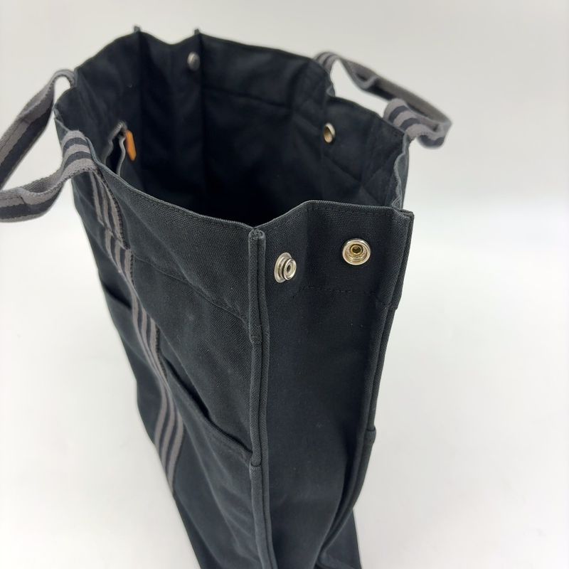 Hermes Fourre Tout MM Cotton Gray And Black Tote Bag Silver