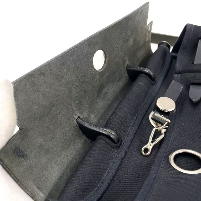 Hermes Herbag A Dos PM □G Engraved Canvas Black Backpack Silver