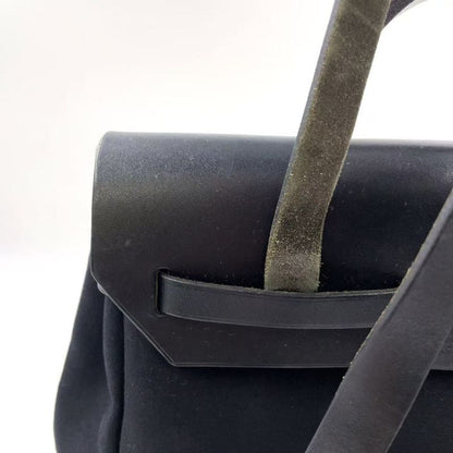 Hermes Herbag A Dos PM □G Engraved Canvas Black Backpack Silver