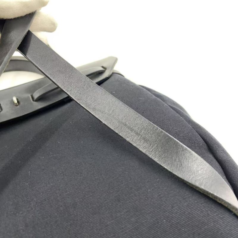 Hermes Herbag A Dos PM □G Engraved Canvas Black Backpack Silver