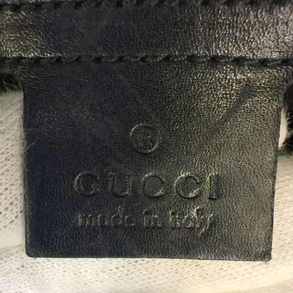 Gucci Jackie Leather X Canvas Black Shoulder Bag Silver 110291