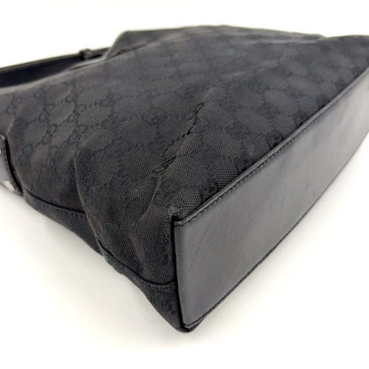 Gucci Jackie Leather X Canvas Black Shoulder Bag Silver 110291