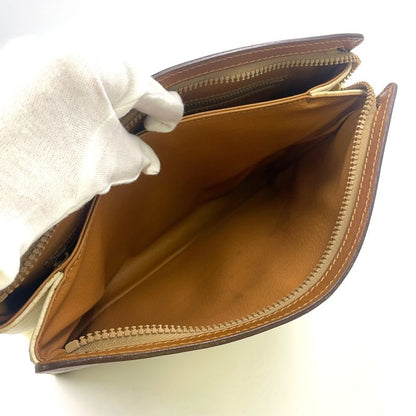 Celine Macadam Pattern Leather × PVC Off-white And Brown Clutch Bag Gold M08