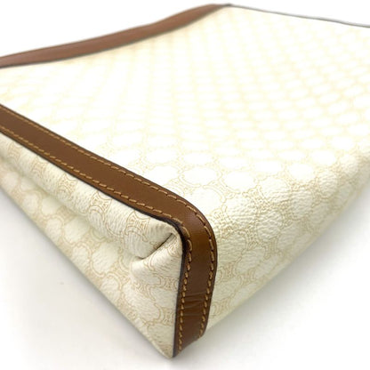 Celine Macadam Pattern Leather × PVC Off-white And Brown Clutch Bag Gold M08