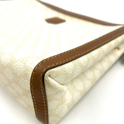 Celine Macadam Pattern Leather × PVC Off-white And Brown Clutch Bag Gold M08