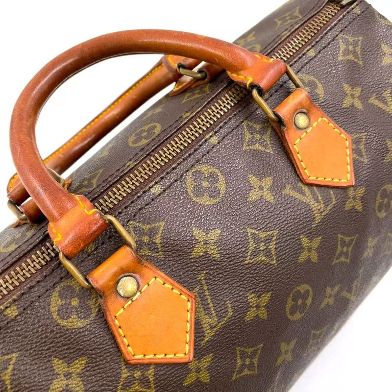 Louis Vuitton Speedy 30 Monogram Serial Unknown Leather ×PVC Brown Handbag Gold