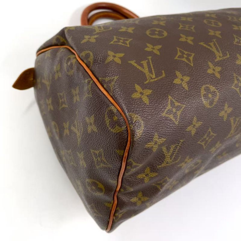 Louis Vuitton Speedy 30 Monogram Serial Unknown Leather ×PVC Brown Handbag Gold