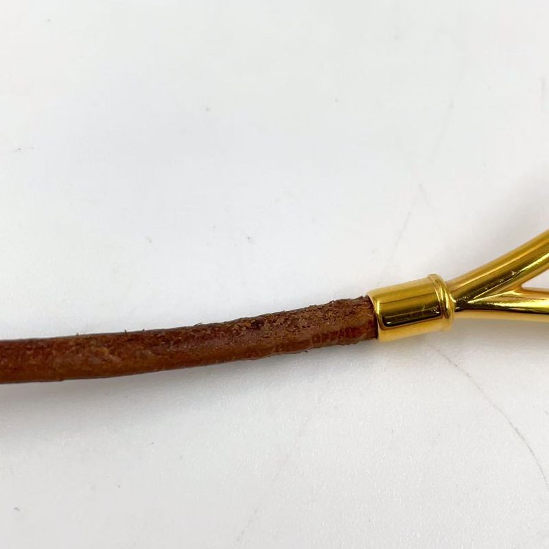 Hermes Jumbo Choker Bracelet Leather And Metal Brown Necklace Gold