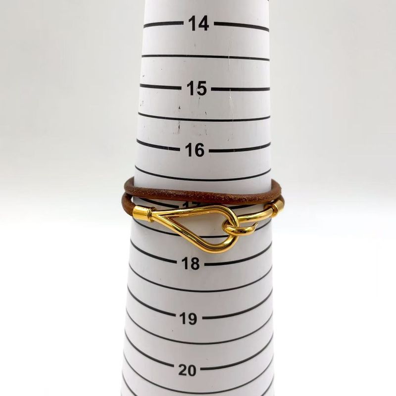 Hermes Jumbo Choker Bracelet Leather And Metal Brown Necklace Gold