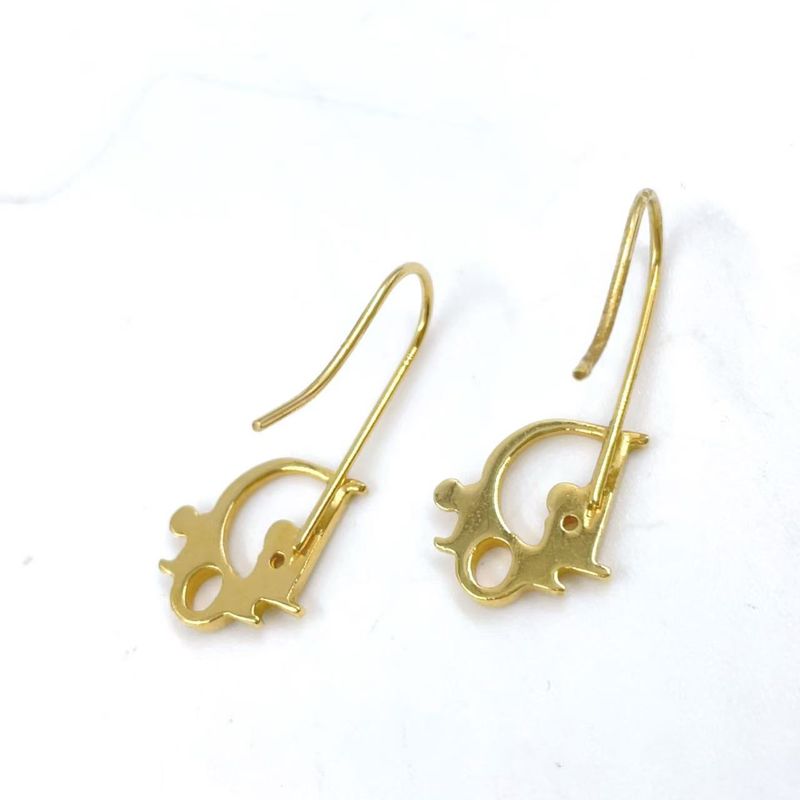 Christian Dior Logo Metal Gold Earrings Gold