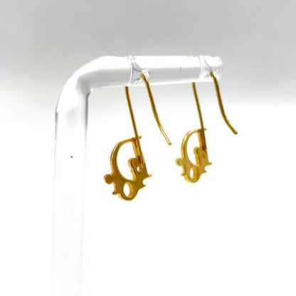Christian Dior Logo Metal Gold Earrings Gold