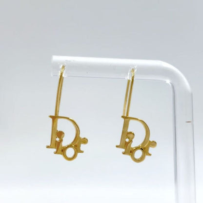 Christian Dior Logo Metal Gold Earrings Gold